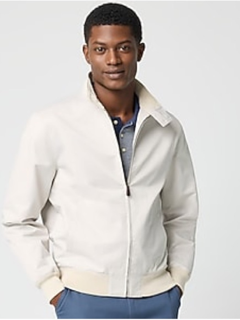 J. Crew Factory Men's Cream Zip-Front Shirt Jacket